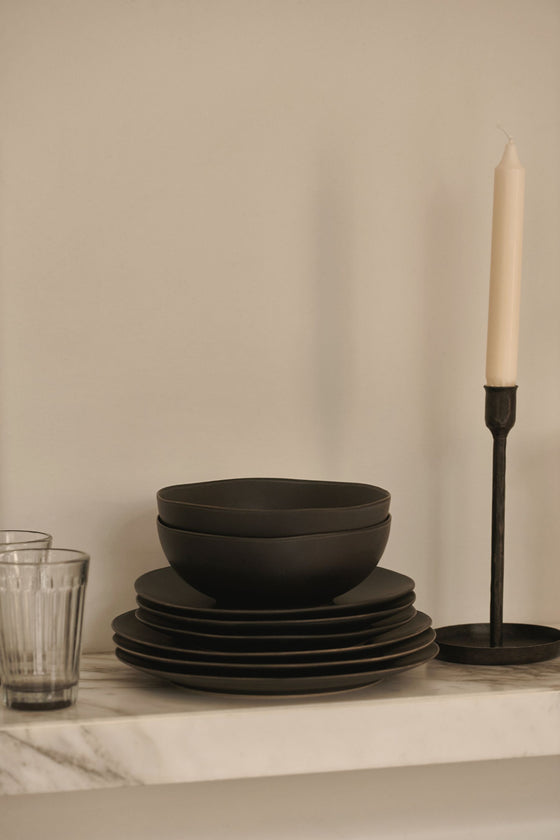 Velvet bowl matte black, Ø 17 cm